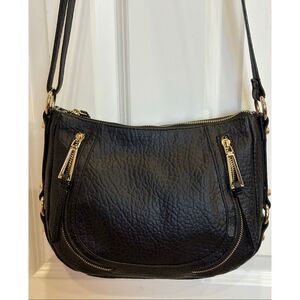 JESSICA SIMPSON - EUC Black Faux Leather Crossbody/Shoulder Bag. Lots of Detail!